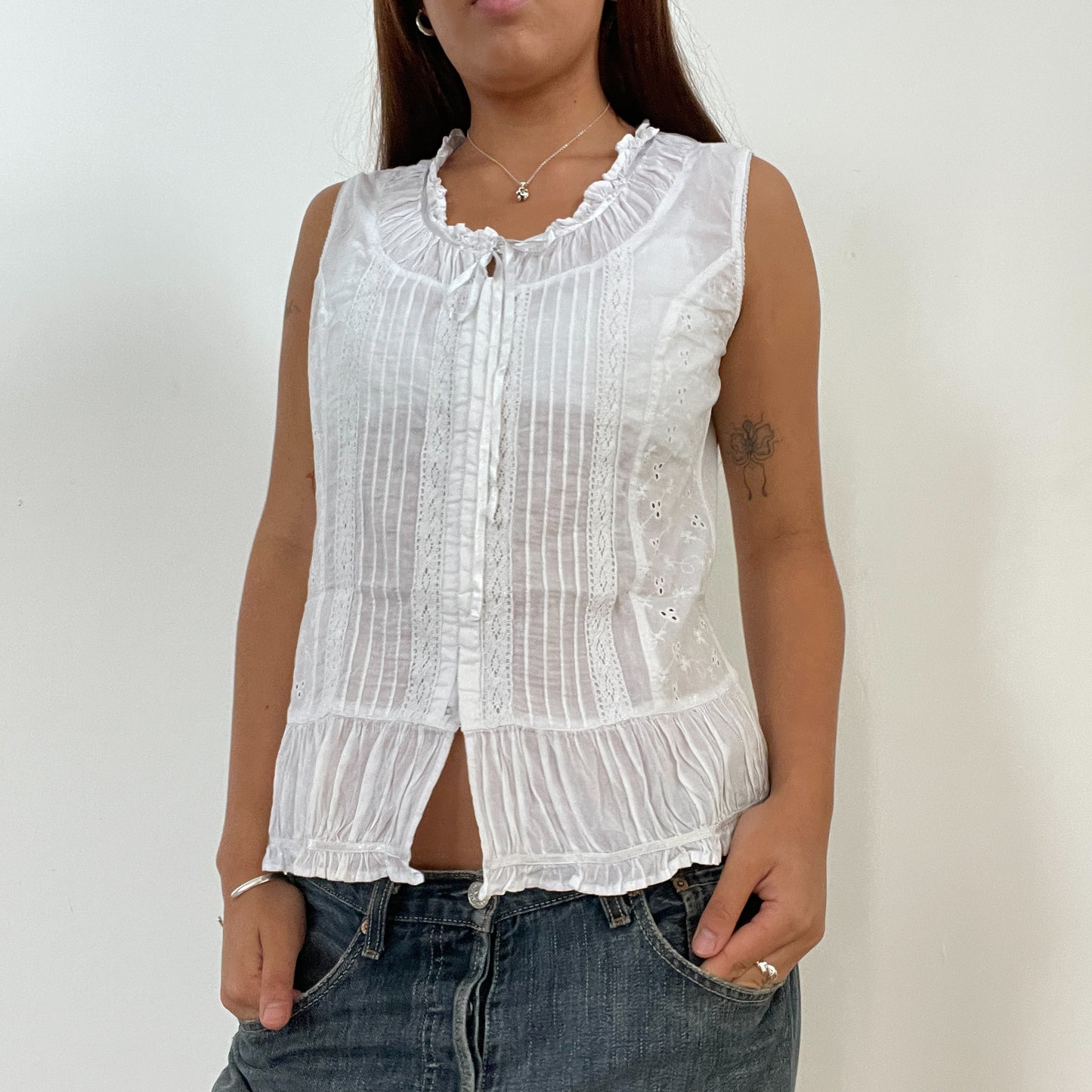 Vintage White Babydoll Vest Top