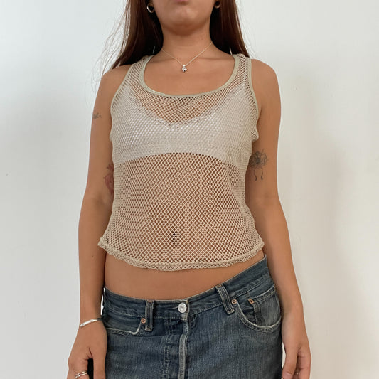 Vintage Brown Beige Fishnet Vest