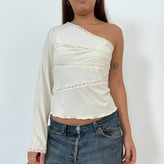 Vintage White/Cream One Shoulder Top