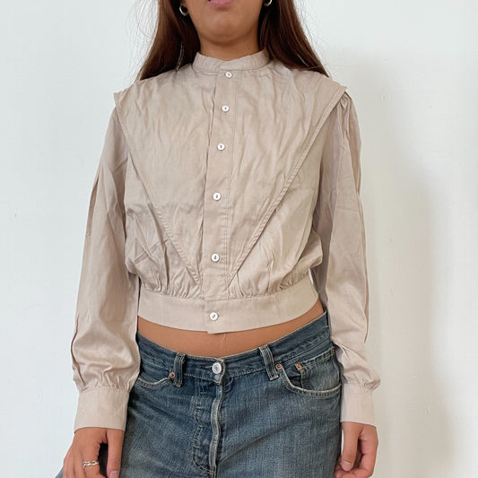Vintage Brown/Beige Cropped Shirt Jacket