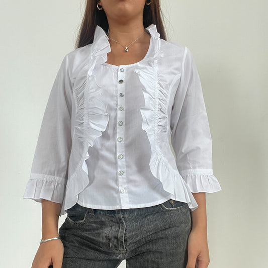 Vintage White Ruffle Layered Top