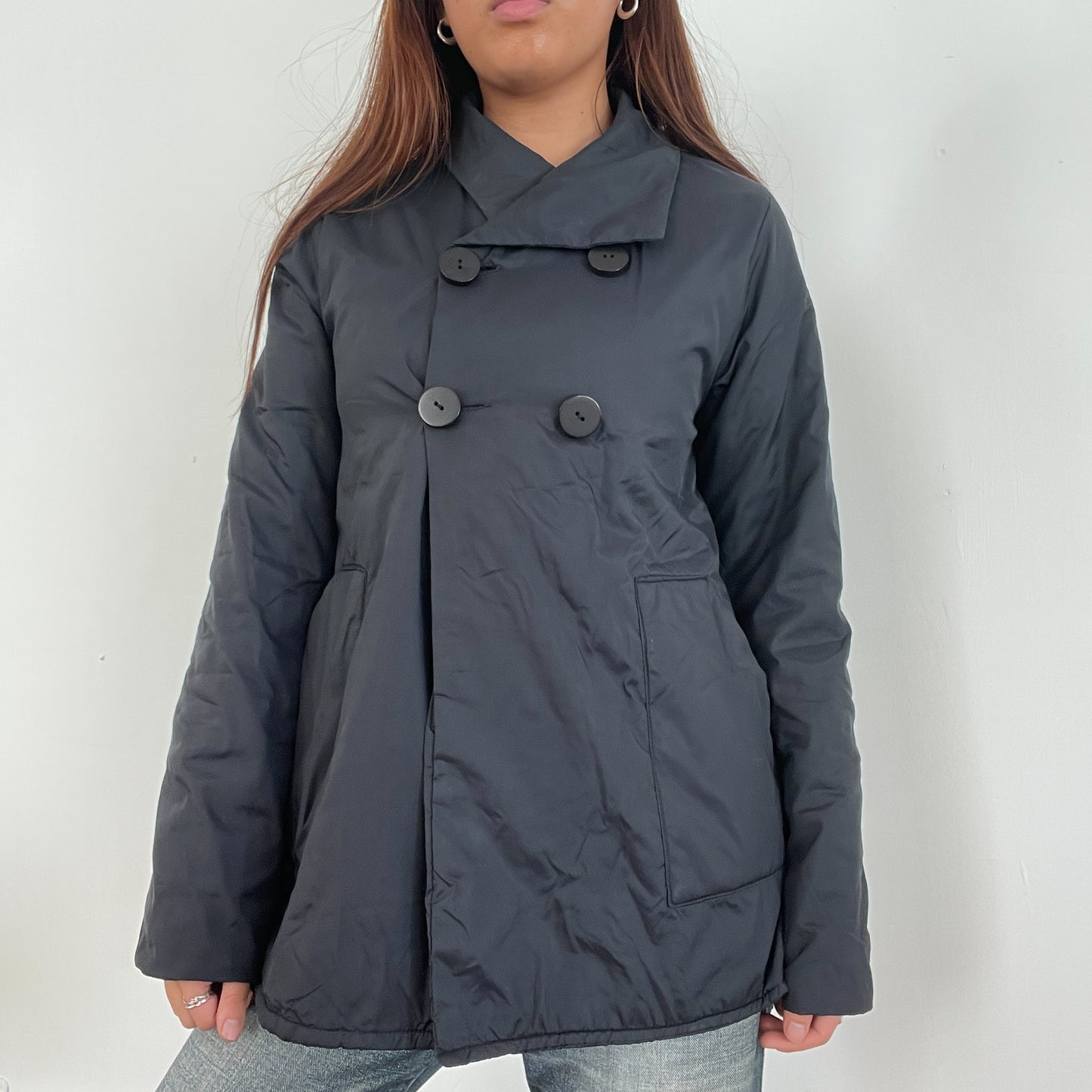 Vintage Black Trench Cop Copine Coat