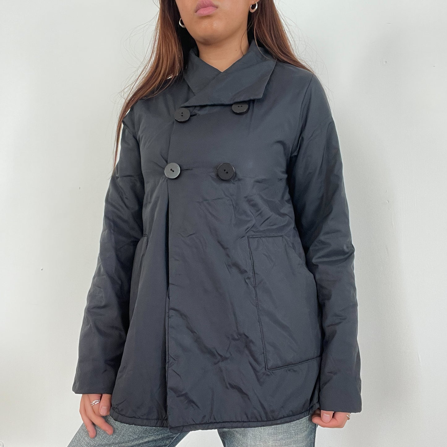 Vintage Black Trench Cop Copine Coat