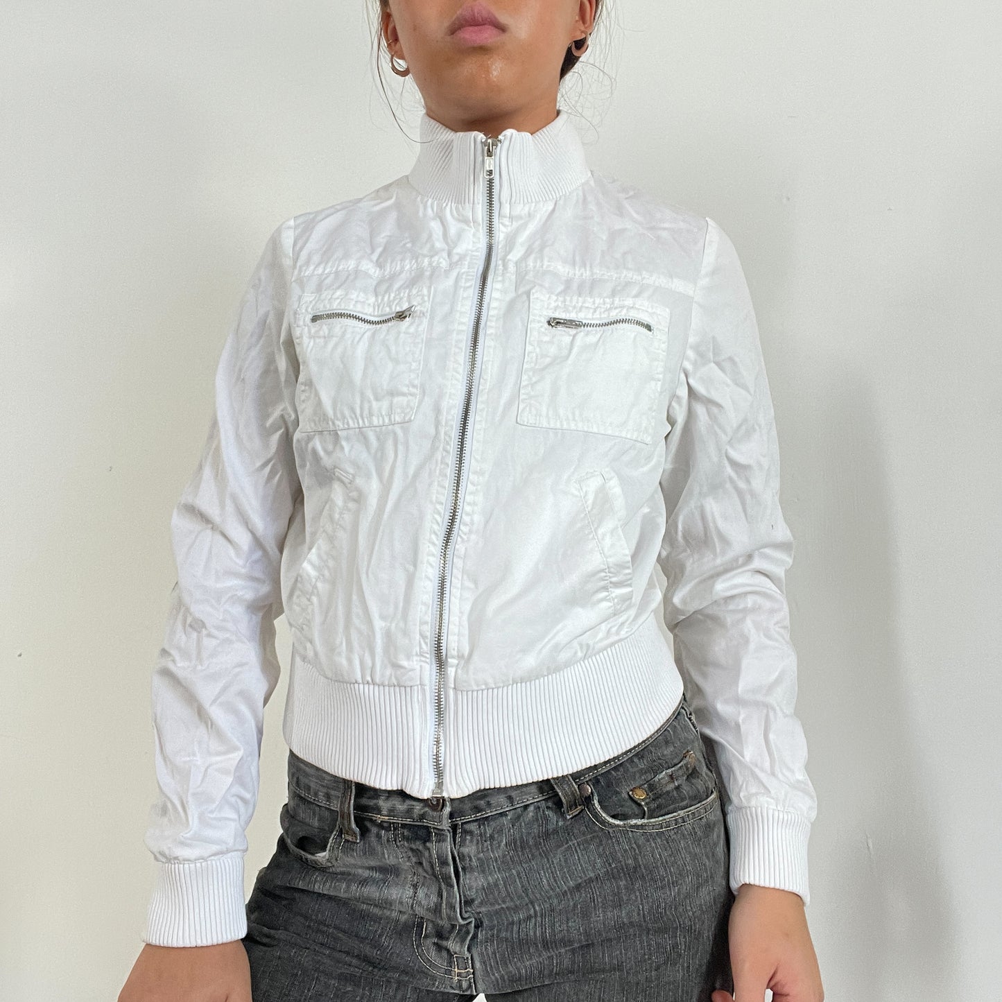 Vintage White Utility Cargo Jacket