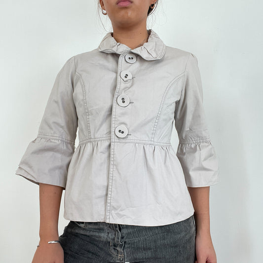 Vintage Beige Collared Swing Jacket
