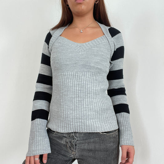 Vintage Striped Grey Black Knit Jumper