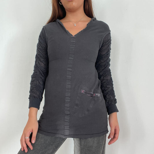 Vintage Cop Copine GreyTextured Tunic Top