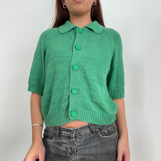 Vintage Green Knitted Button Up Top