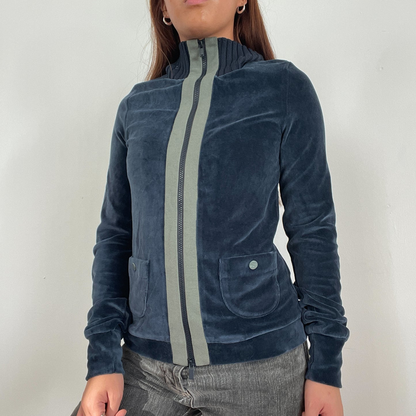 Blue Velvet Double Zip Track Jacket
