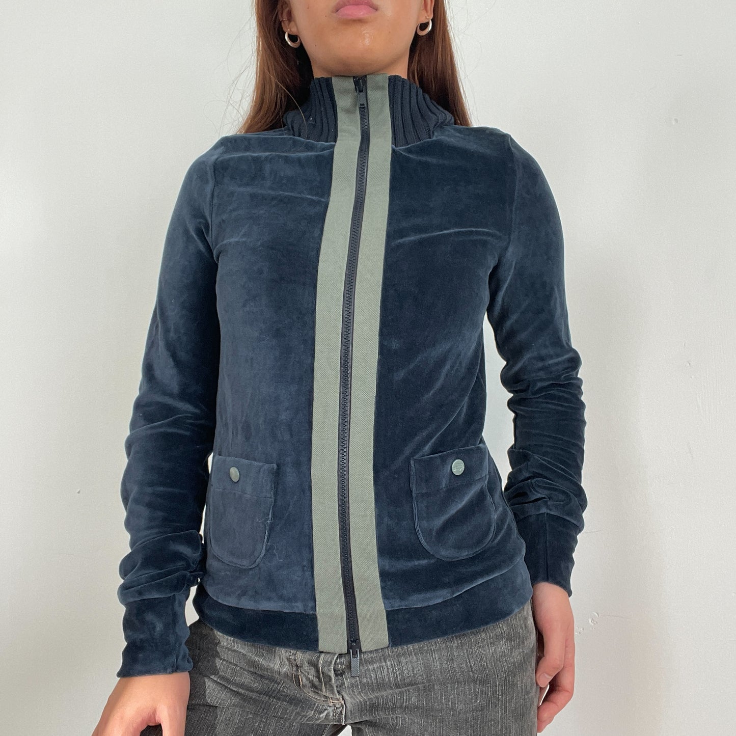 Blue Velvet Double Zip Track Jacket