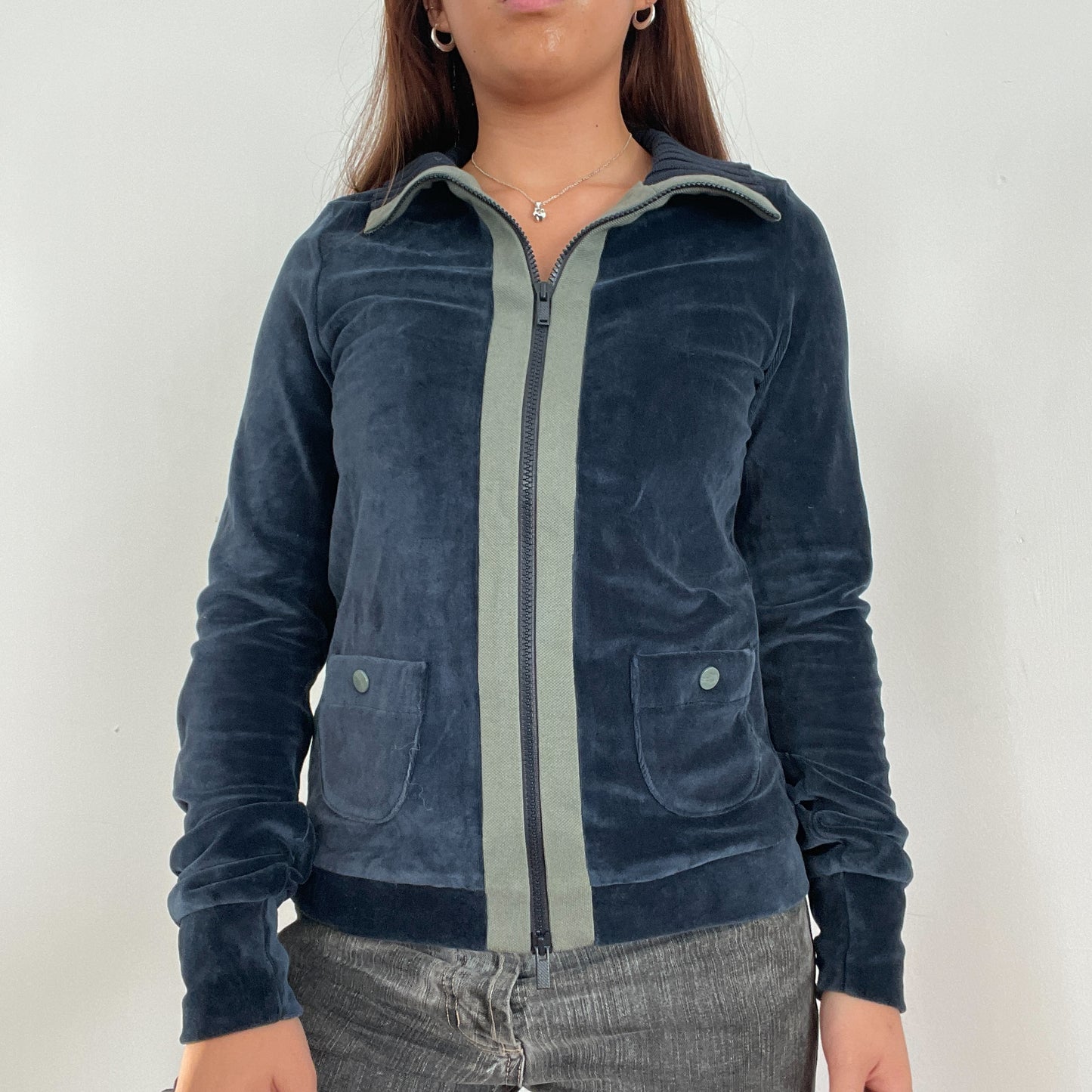 Blue Velvet Double Zip Track Jacket