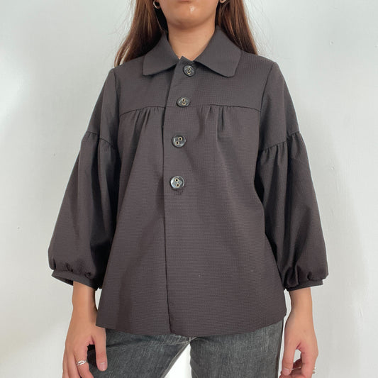 Vintage Brown Collared Swing Jacket