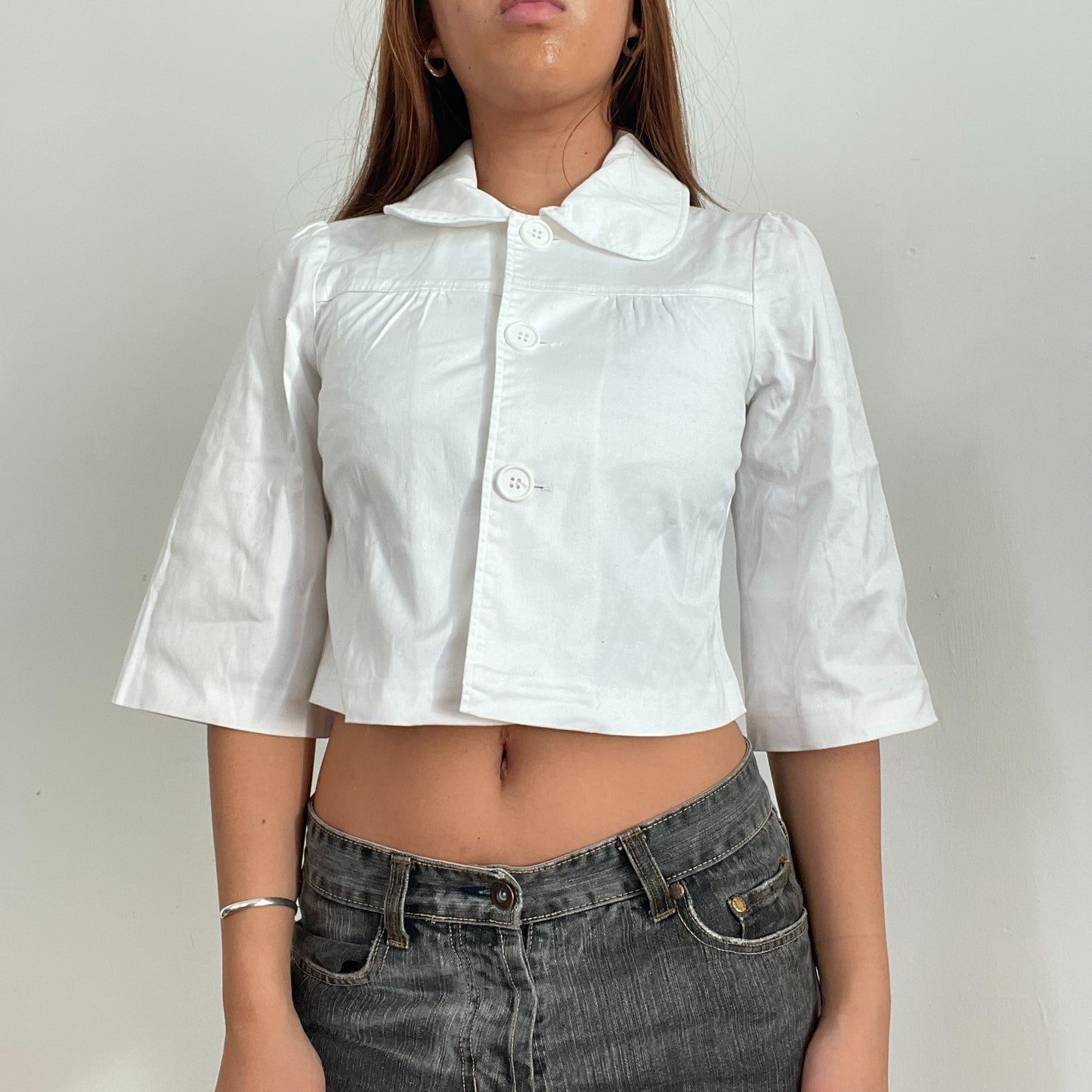 Vintage White Collared Swing Top
