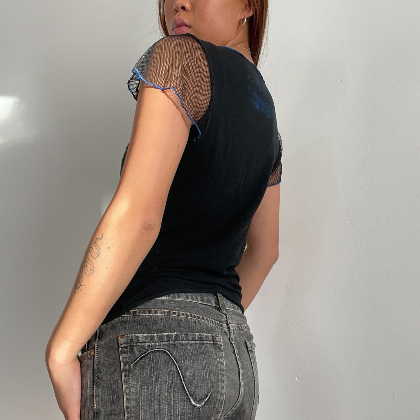 Vintage Black Mesh cop copine Tee