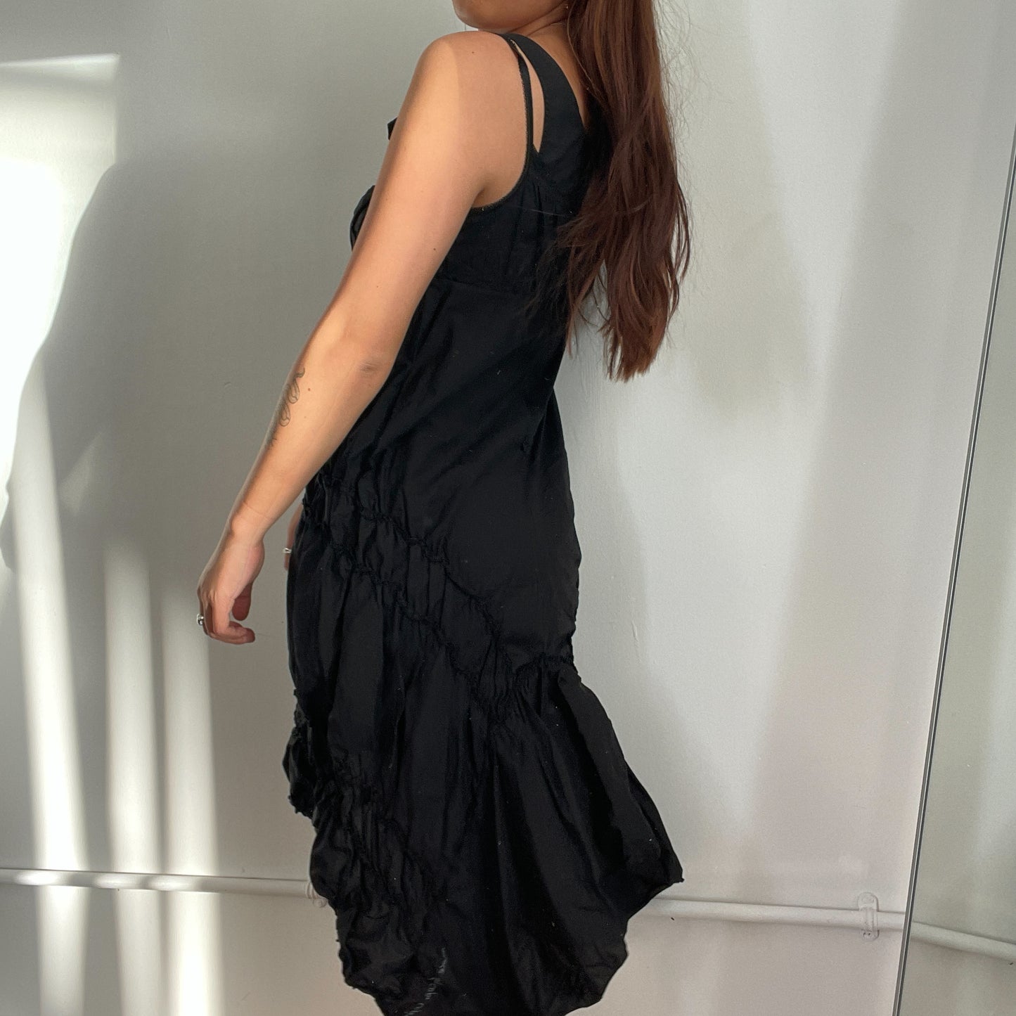 Vintage Black Cop Copine Textured Midi Dress