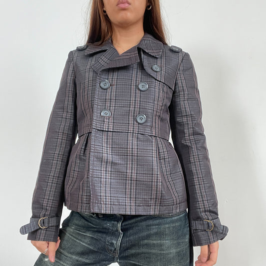 Vintage Purple Checkered Peacoat