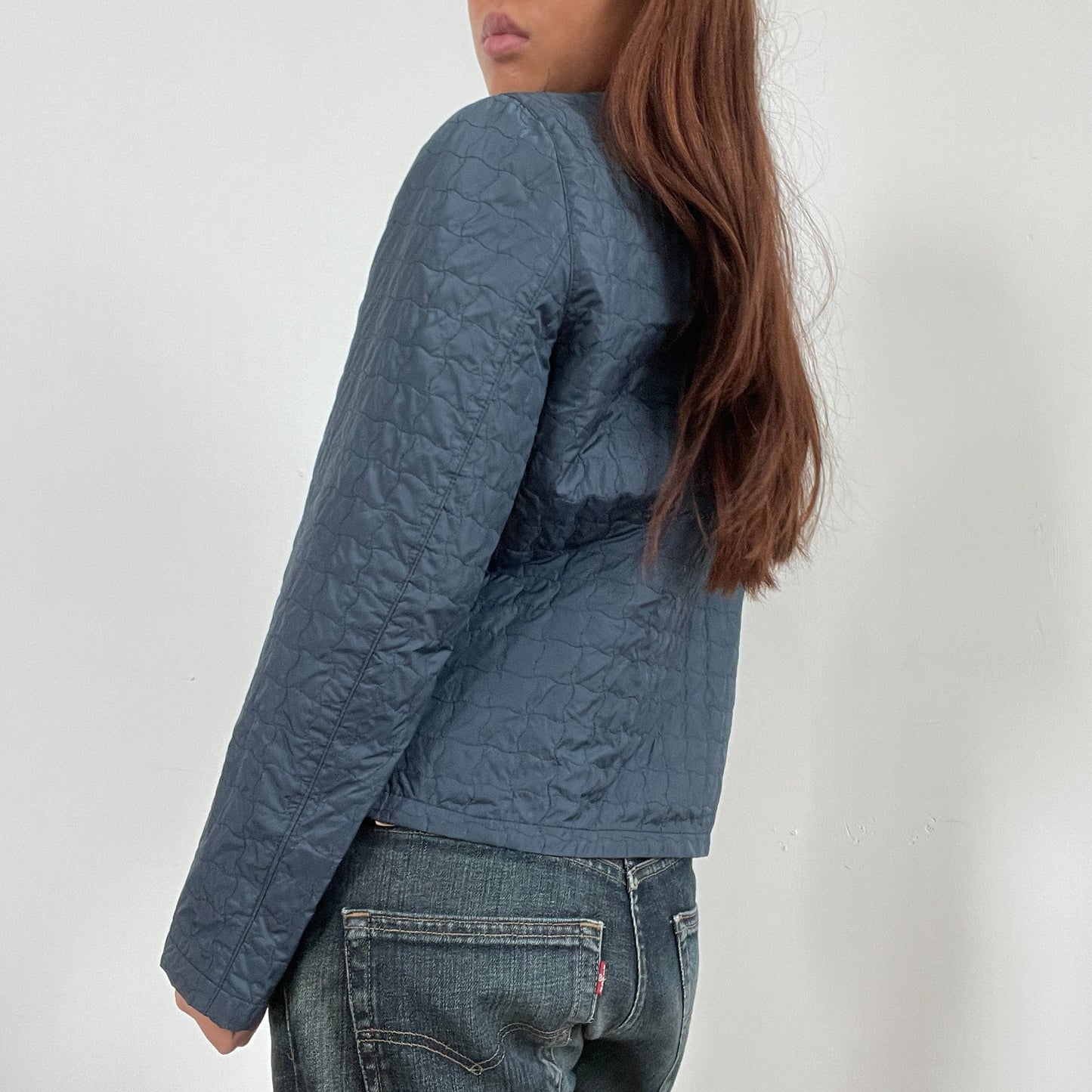 Vintage Blue Quilt Textured Shirt Jacket