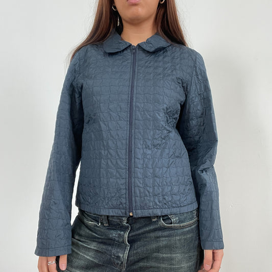Vintage Blue Quilt Textured Shirt Jacket