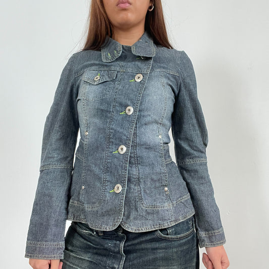 Vintage Denim Asymmetric Utility Jacket