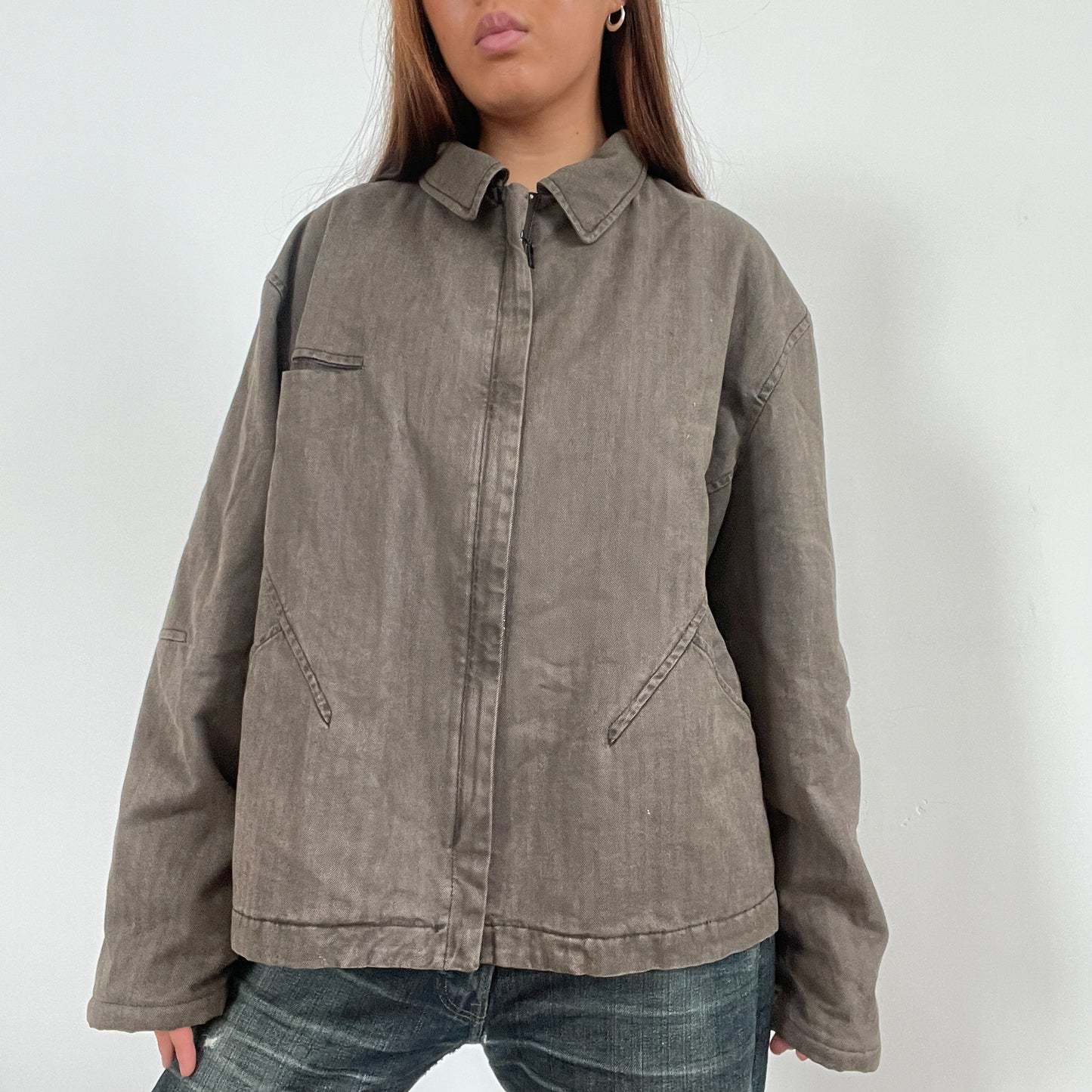 Vintage Brown Washed Collared Jacket