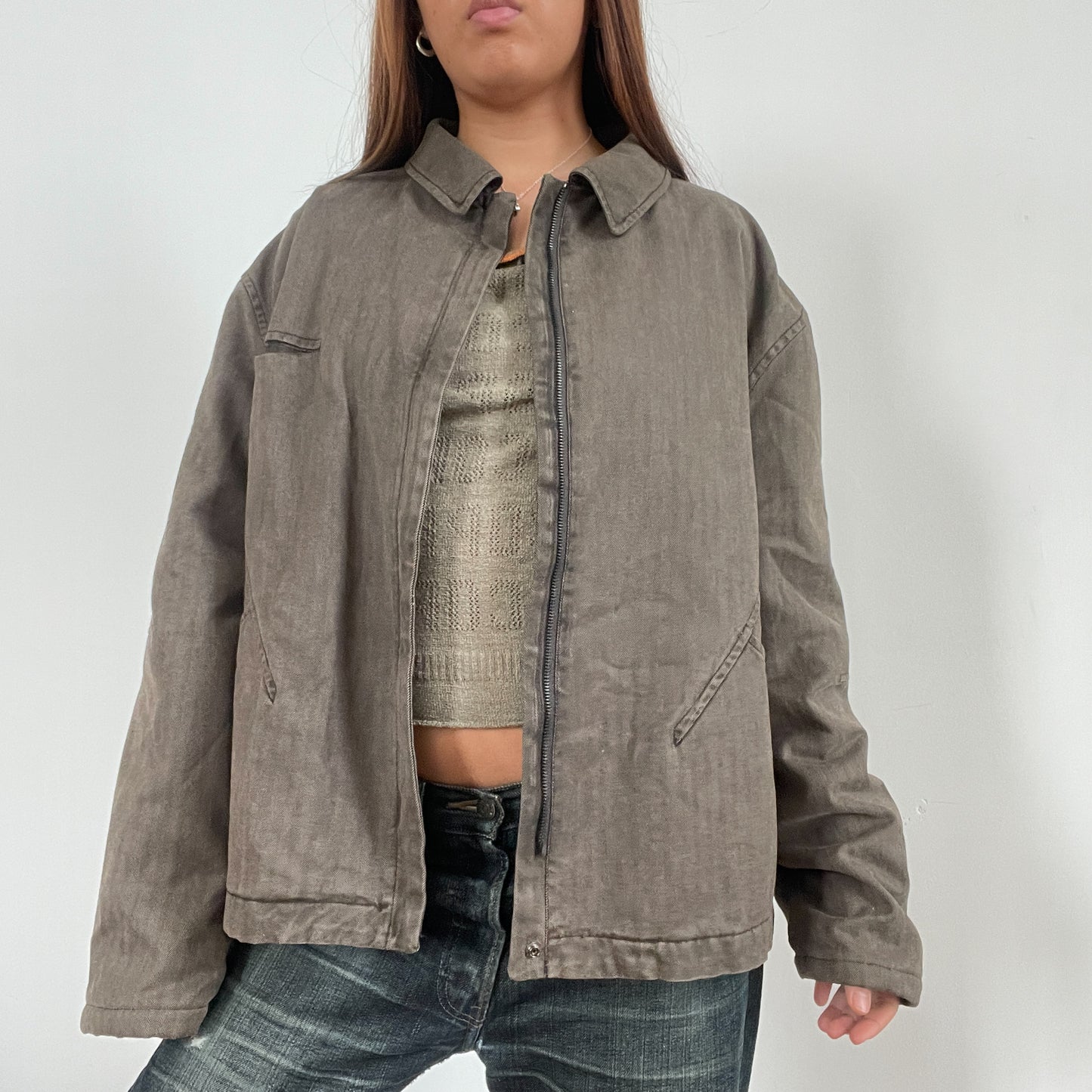 Vintage Brown Washed Collared Jacket