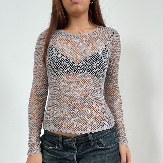 Vintage Lilac Mesh Long Sleeve Top