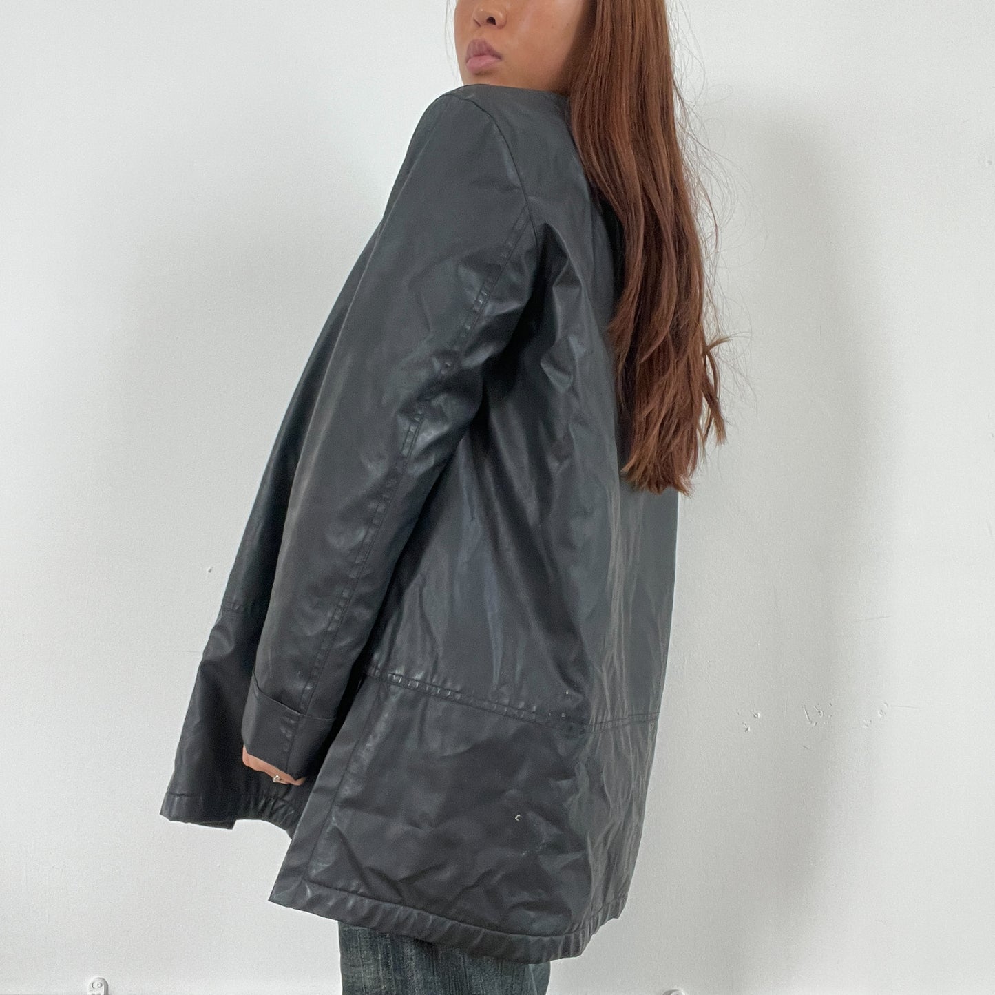 Vintage Black Collared Trench Coat