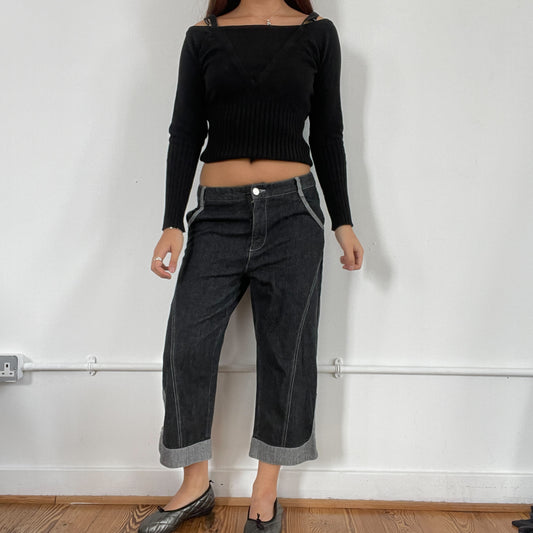 Vintage Dark Denim Structured Capris