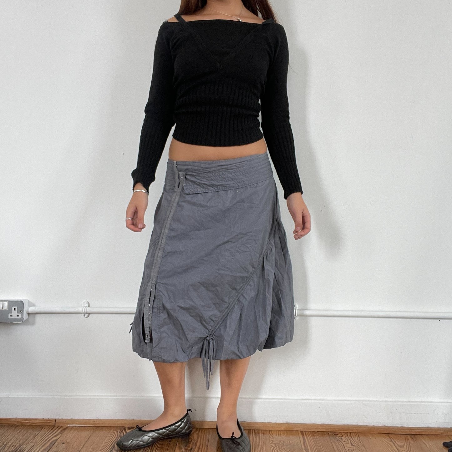 Vintage Grey/Purple Bubble Midi Skirt