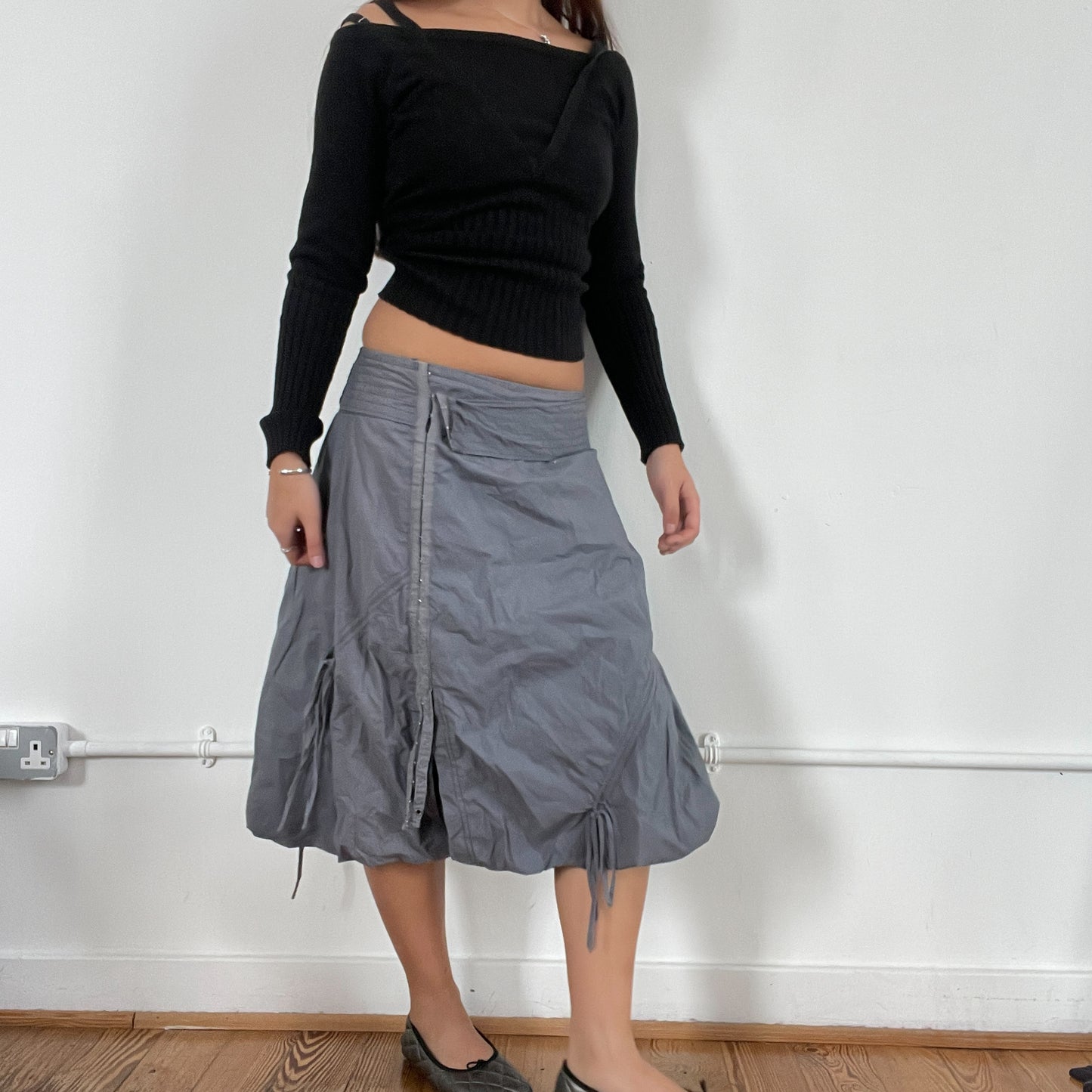 Vintage Grey/Purple Bubble Midi Skirt