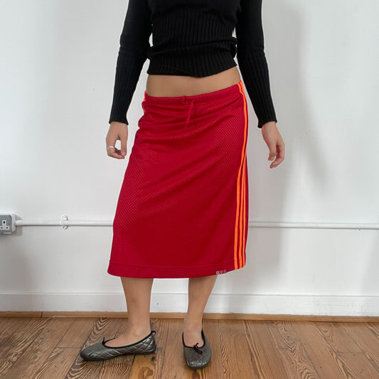 Vintage Red Sporty Adidas Midi Skirt