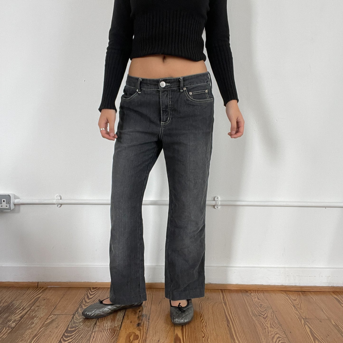 Vintage Black Denim Washed Jeans
