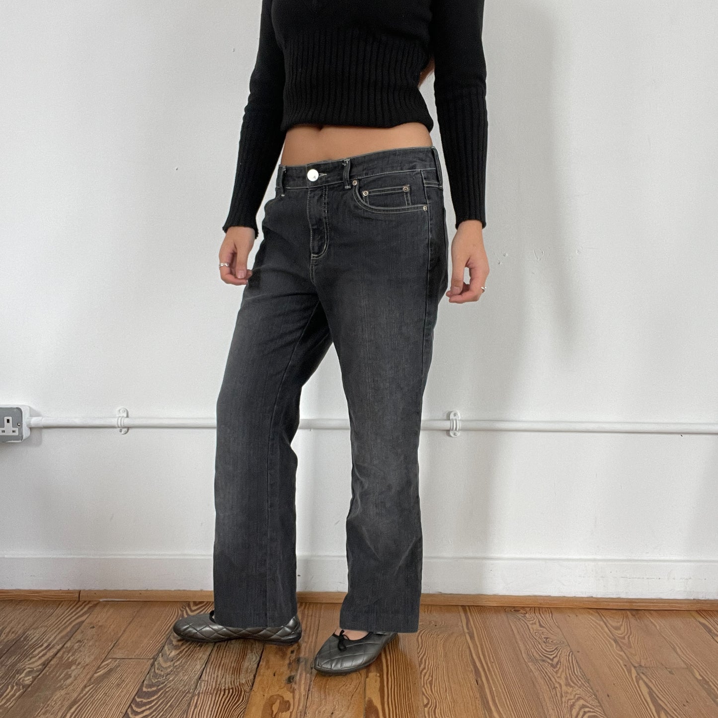 Vintage Black Denim Washed Jeans