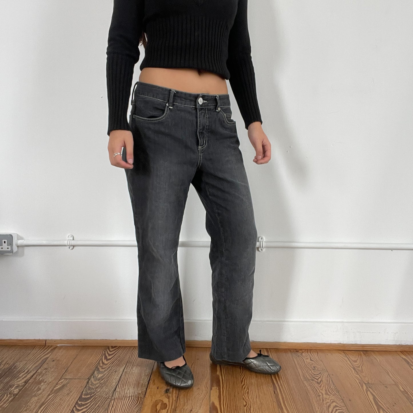 Vintage Black Denim Washed Jeans