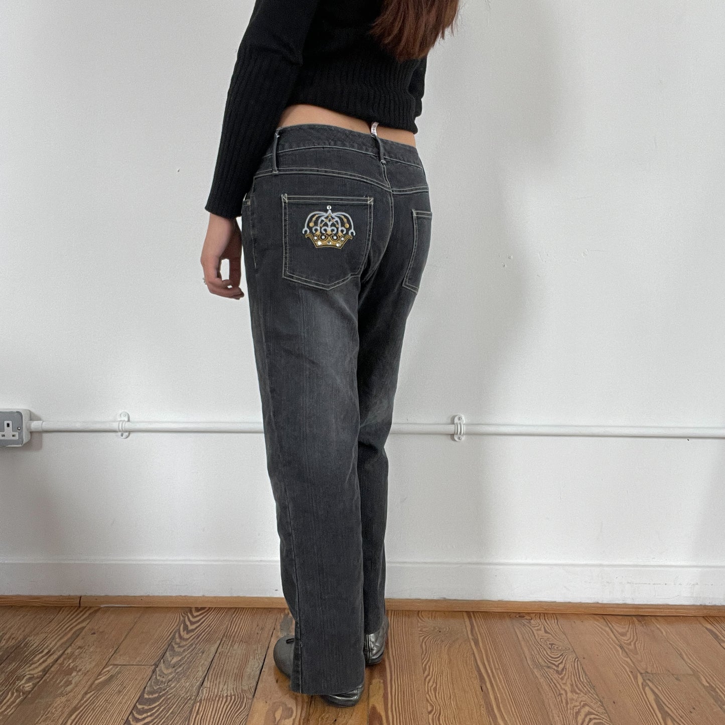 Vintage Black Denim Washed Jeans