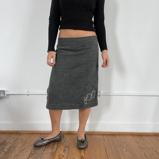 Vintage Dark Grey Cop Copine Midi Skirt