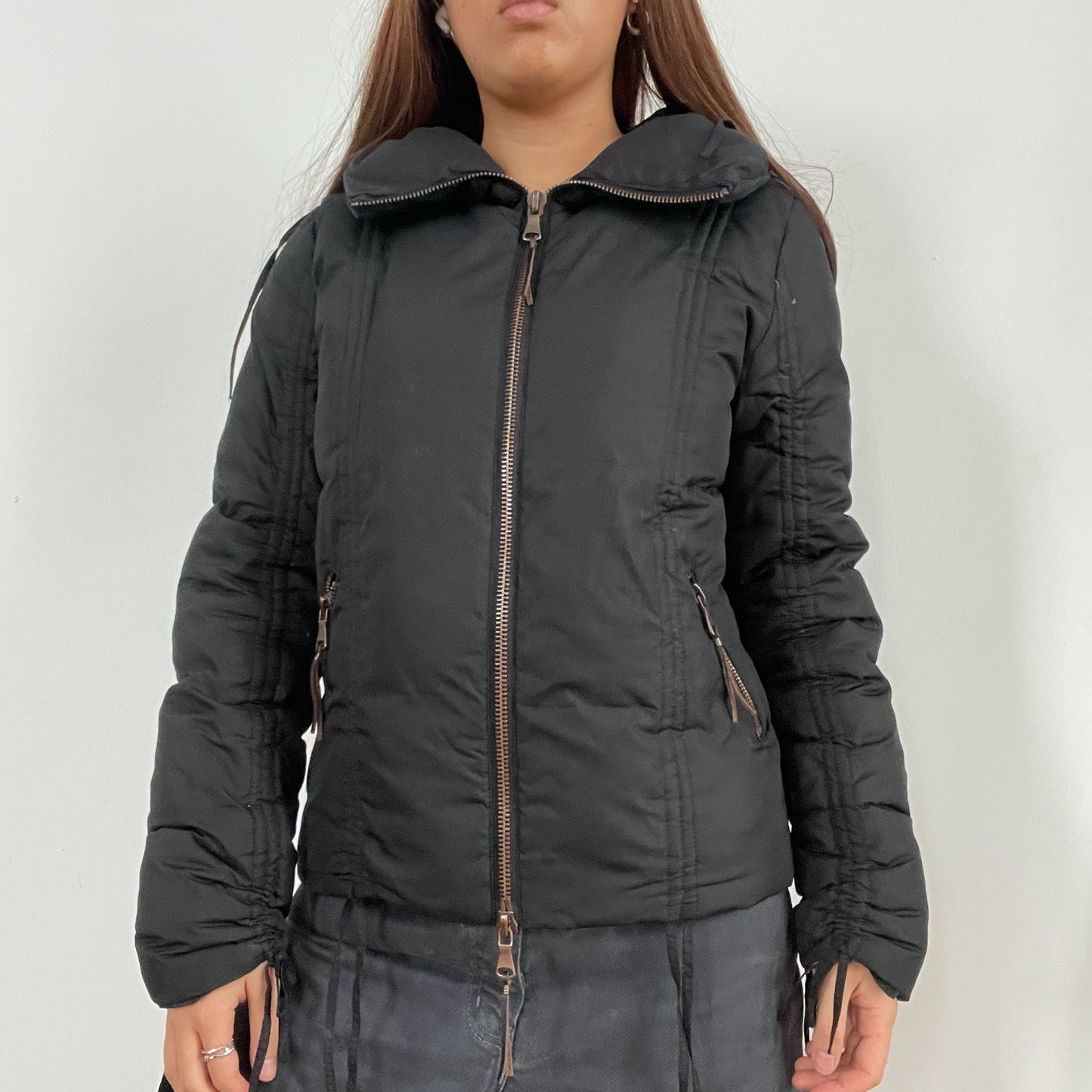 Vintage black puffer double zip up jacket