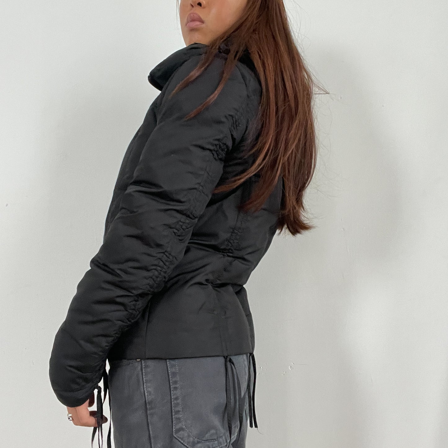Vintage black puffer double zip up jacket