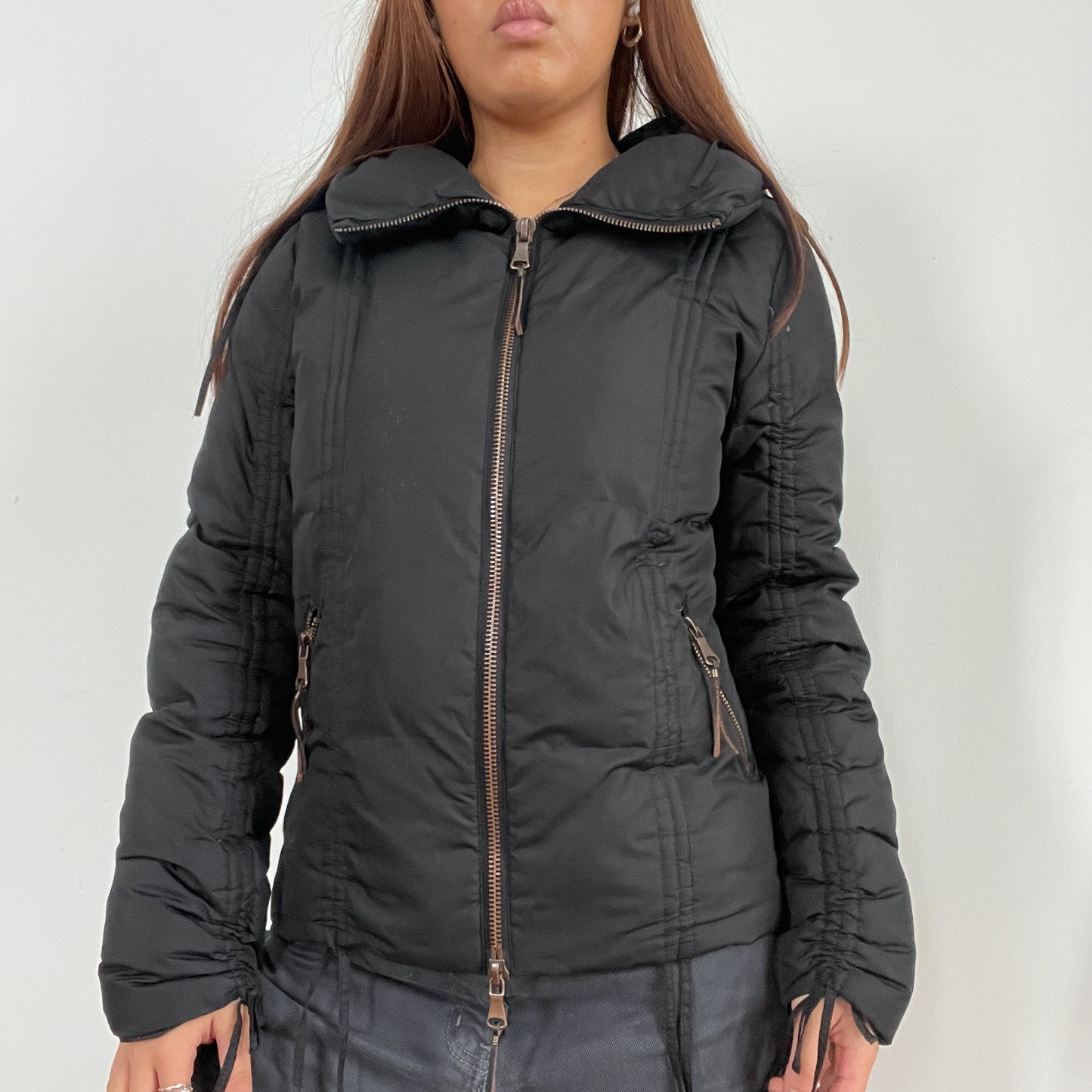 Vintage black puffer double zip up jacket