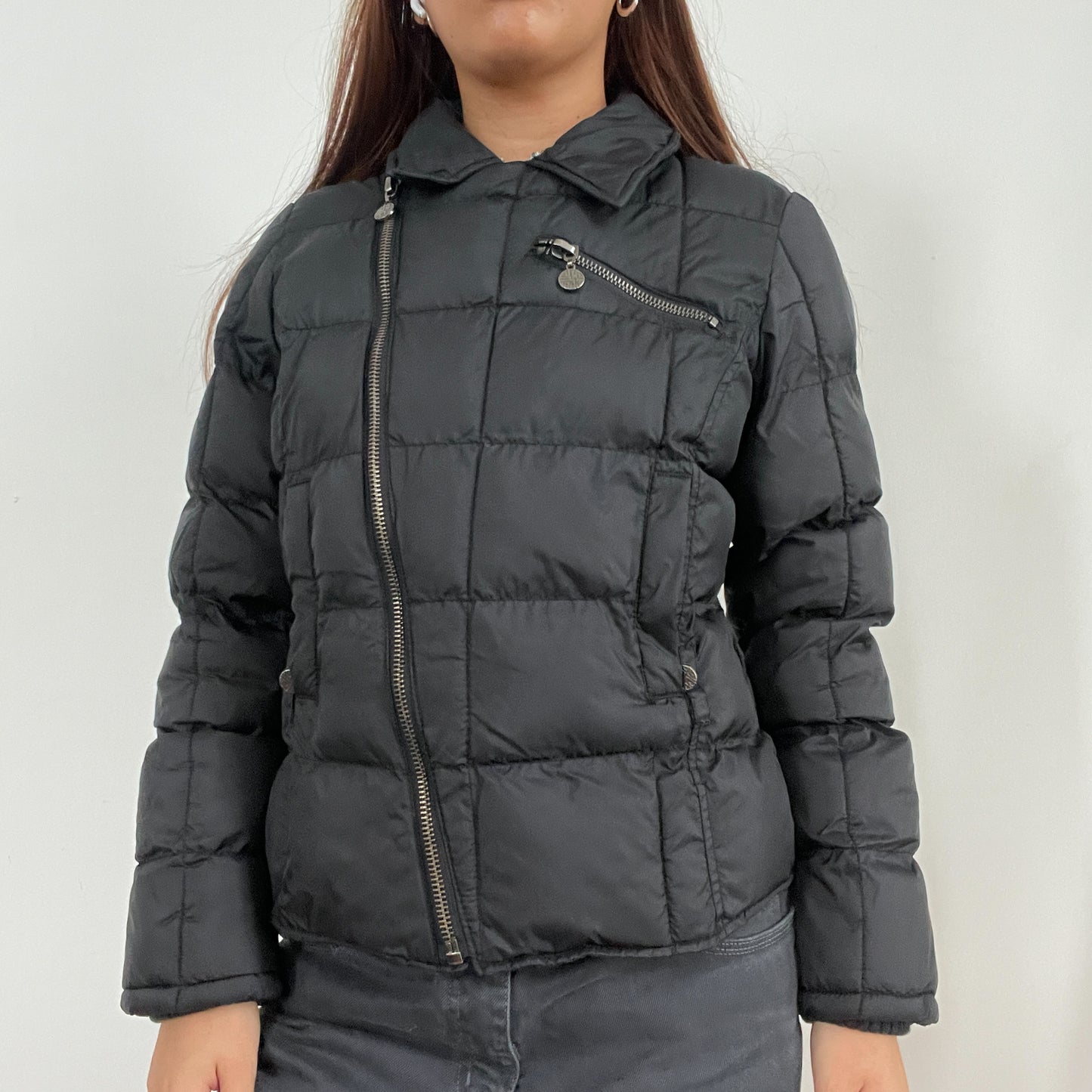 Vintage black puffer zip up jacket