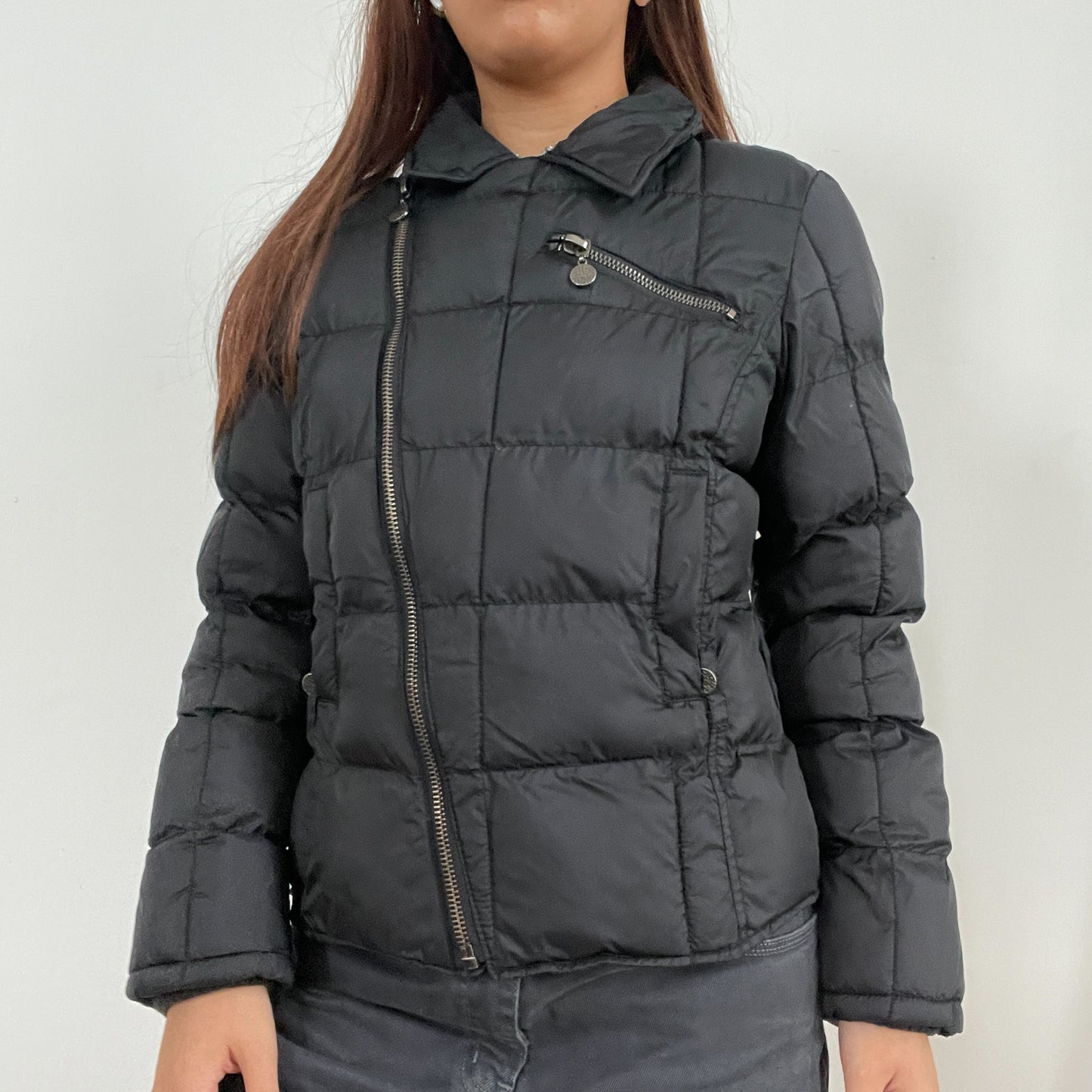 Vintage black puffer zip up jacket