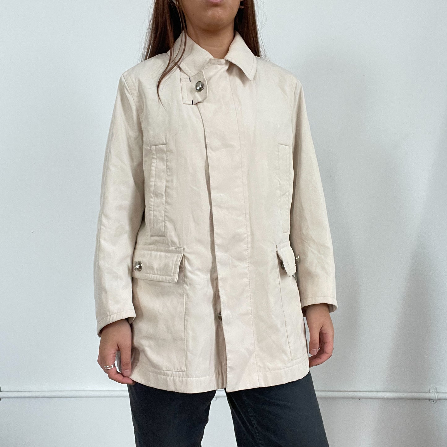 Vintage beige mid-length trench jacket
