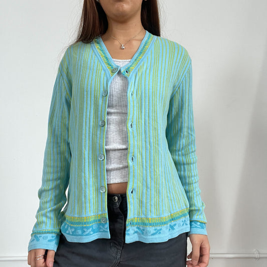 Vintage blue and green knit cardigan