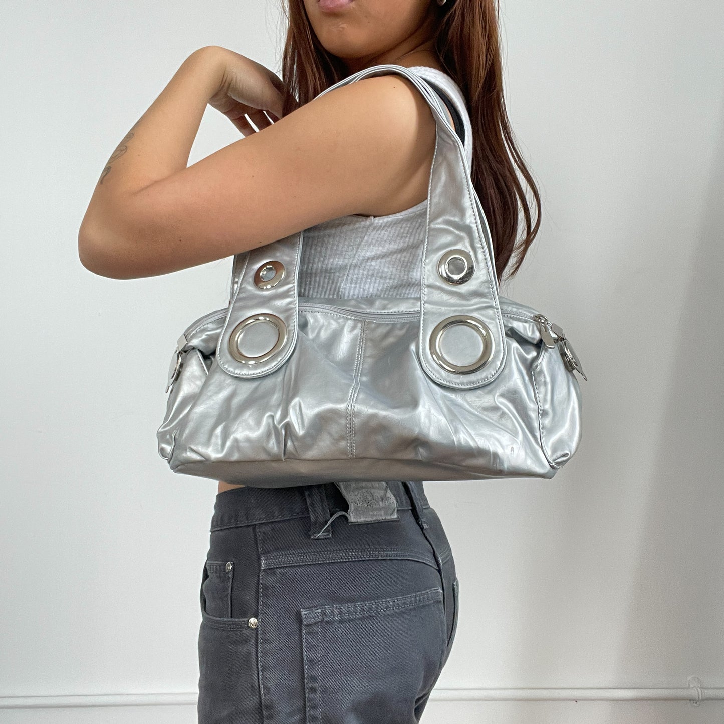 Vintage silver metal detail shoulder bag