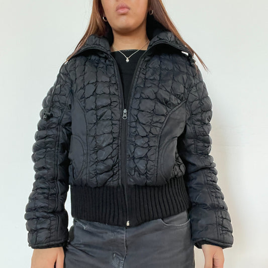 Vintage black ruched puffer jacket