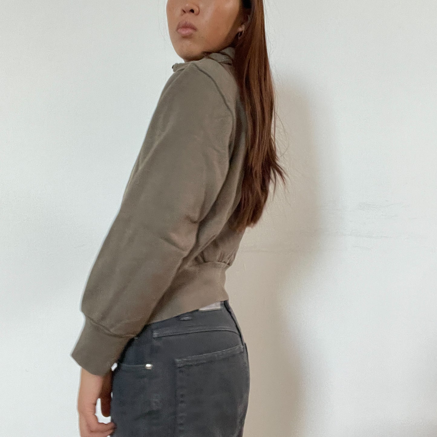 Vintage khaki double zip up jumper