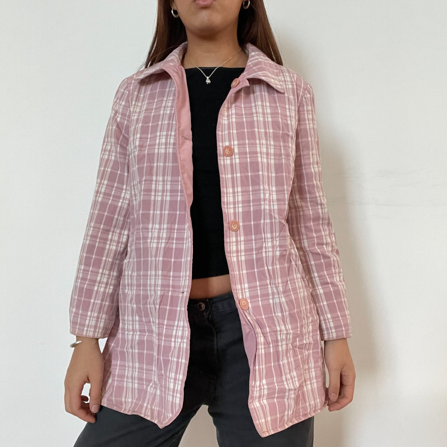 Vintage pink reversible trench coat