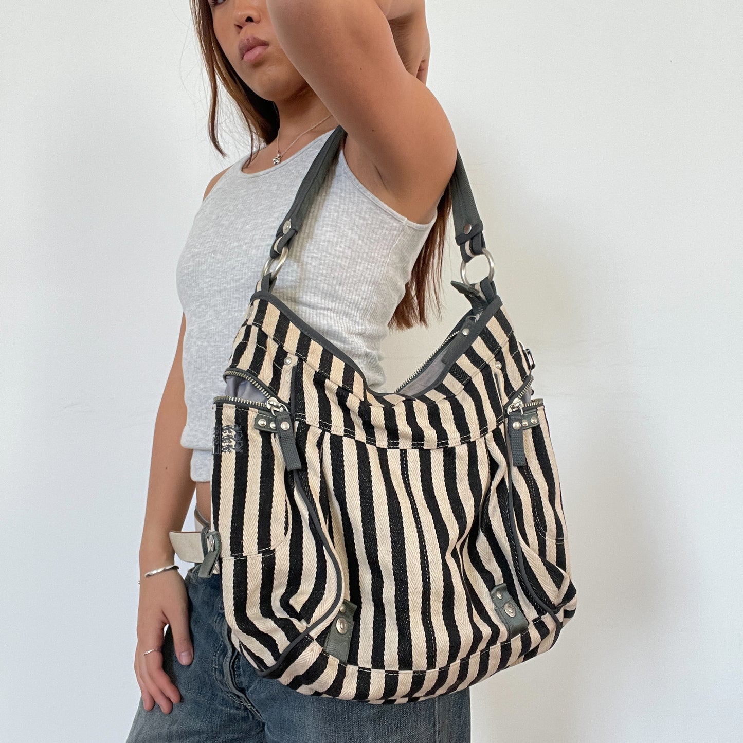 Black and Beige George Gina Lucy Shoulder Bag