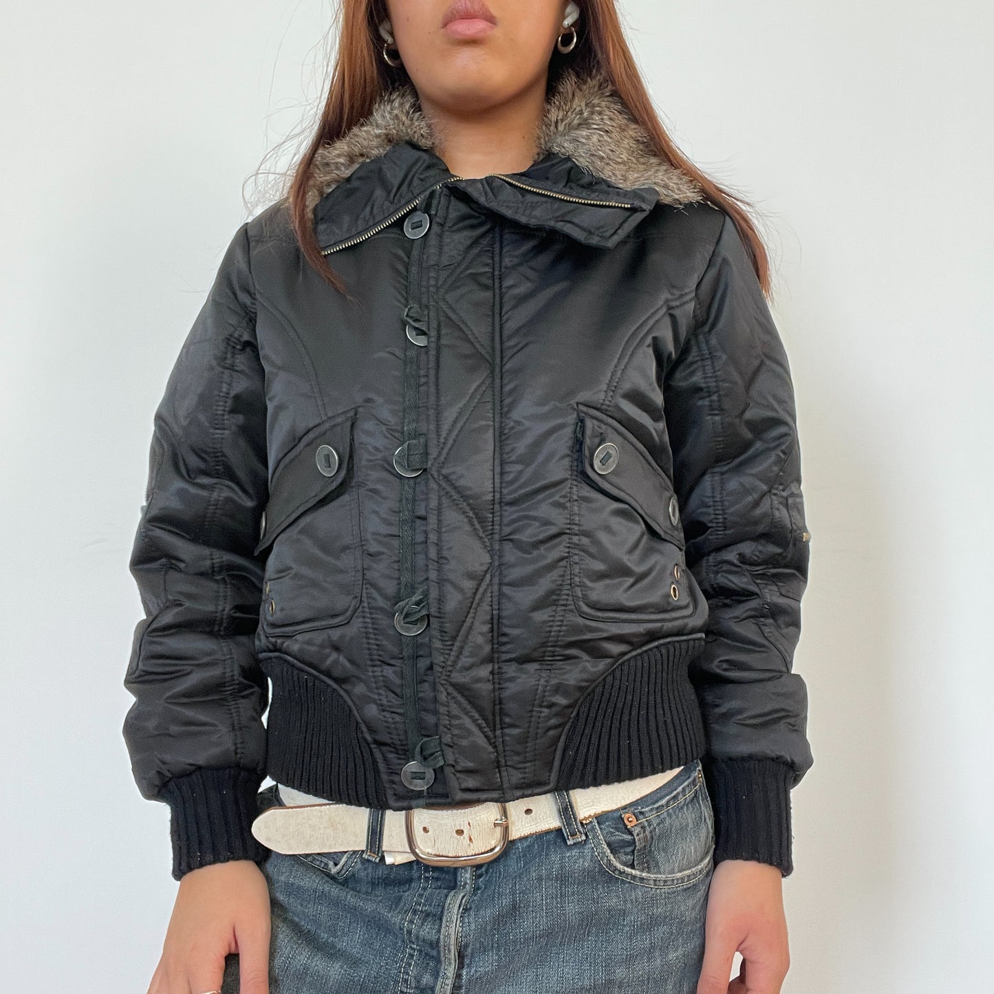 Vintage Black Shiny Puffer Jacket