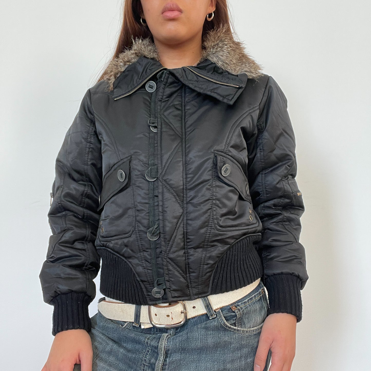 Vintage Black Shiny Puffer Jacket